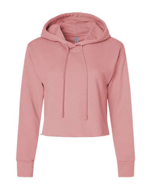 Next Level 9384 Women's Laguna Sueded Raw Edge Crop Hoodie Sweatshirt
