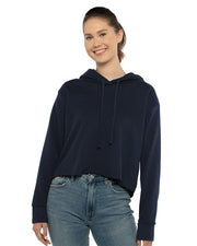 Next Level 9384 Women's Laguna Sueded Raw Edge Crop Hoodie Sweatshirt