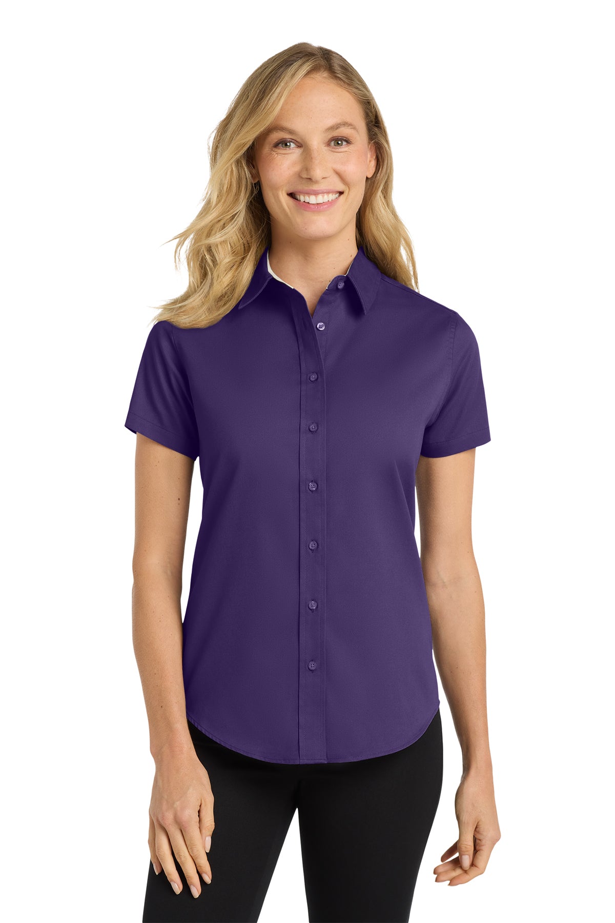 Women's Embroidered Short-Sleeve Easy Care Uniform Shirt — supplier product photo