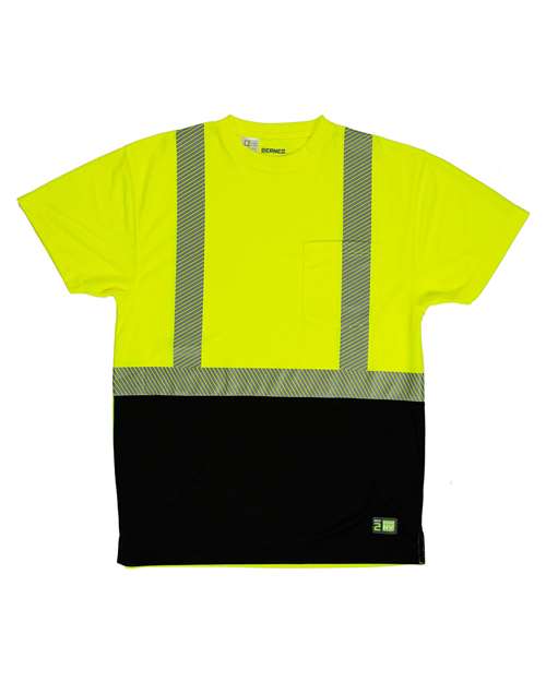 Berne Apparel HVK017 Men's Hi-Vis Class 2 Color Blocked Pocket T-Shirt