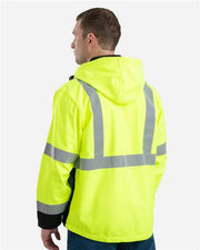 Berne Apparel HVJS206 Men's Hi-Vis Class 3 Hooded Soft Shell Jacket