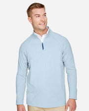 Devon & Jones DG480 Men's CrownLux Performance® Clubhouse Micro-Stripe Quarter-Zip Pullover