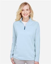Devon & Jones DG480W Women's CrownLux Performance® Clubhouse Micro-Stripe Quarter-Zip Pullover