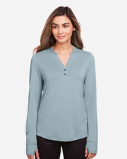 North End NE400W Women's JAQ Stretch Performance V-Neck Snap Pullover
