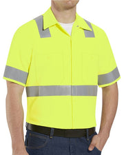 Red Kap SS24HV Men's High Visibility Safety Short Sleeve Work Shirt