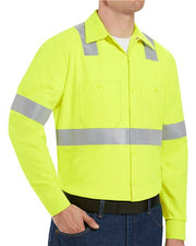 Red Kap SS14HV Men's High Visibility Safety Long Sleeve Work Shirt