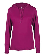 Badger 4165 Women's B-Core Hooded Long Sleeve T-Shirt