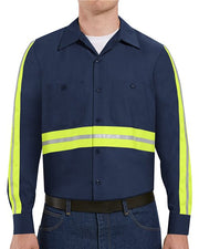 Red Kap SP14E Men's Industrial Enhanced-Visibility Long Sleeve Work Shirt