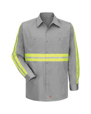 Red Kap SC30E Men's Enhanced Visibility Long Sleeve Cotton Work Shirt