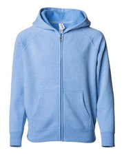 Independent Trading Co. PRM15YSBZ Youth Lightweight Special Blend Raglan Zip Hood