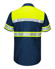 Red Kap SY80 Men's Hi-Visibility Colorblock Ripstop Short Sleeve Work Shirt