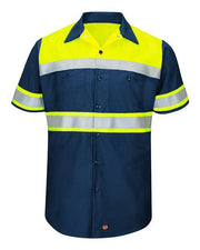 Red Kap SY80 Men's Hi-Visibility Colorblock Ripstop Short Sleeve Work Shirt