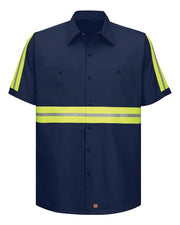 Red Kap SC40ET Men's Tall Enhanced Visibility Short Sleeve Cotton Work Shirt