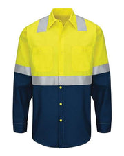 Red Kap SY14 Men's Enhanced & Hi-Visibility Long Sleeve Work Shirt