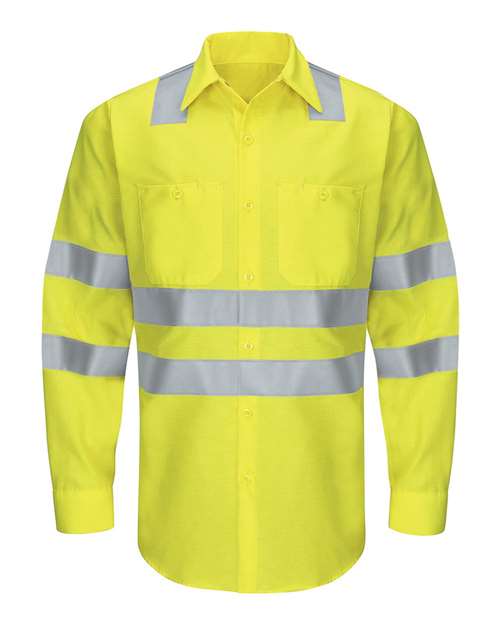 Red Kap SY14T Men's Tall Enhanced & Hi-Visibility Long Sleeve Work Shirt