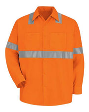Red Kap SS14HV Men's High Visibility Safety Long Sleeve Work Shirt