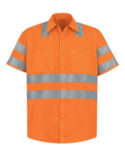 Red Kap SS24HVT Men's Tall High Visibility Safety Short Sleeve Work Shirt