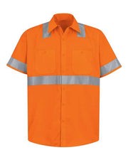 Red Kap SS24HVT Men's Tall High Visibility Safety Short Sleeve Work Shirt