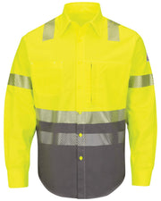 Bulwark SLB4H Men's Hi-Visibility Color Block Uniform Shirt - EXCEL FR® ComforTouch® - 7 oz.