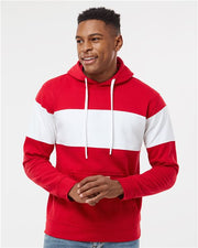 J. America 8644 Men's Varsity Fleece Colorblocked Hooded Sweatshirt