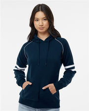 J. America 8645 Women's Varsity Fleece Piped Hooded Sweatshirt