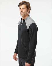 Adidas A532 Men's Textured Mixed Media Quarter-Zip Pullover