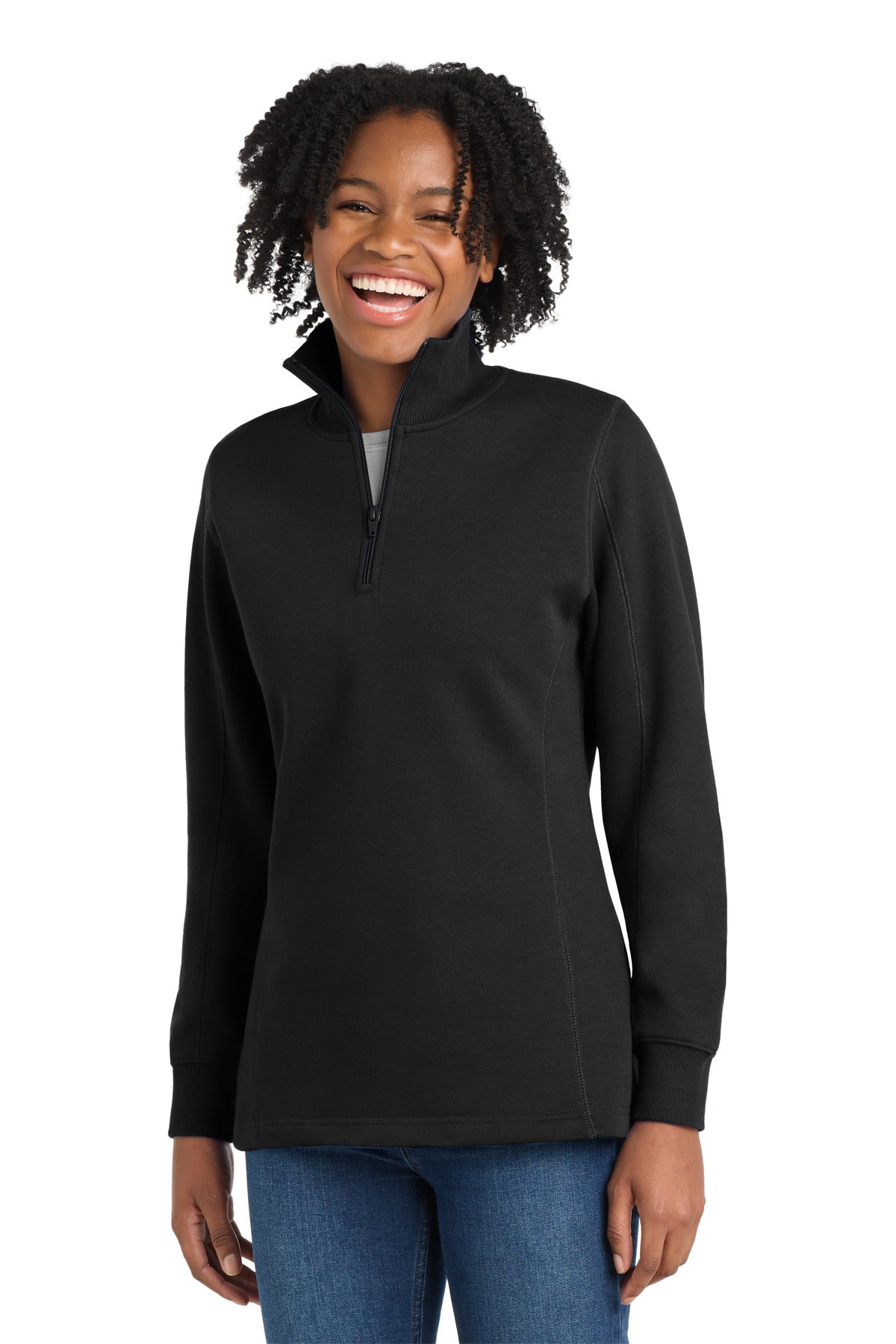 Women's Embroidered 1/4-Zip Sweatshirt — supplier product photo