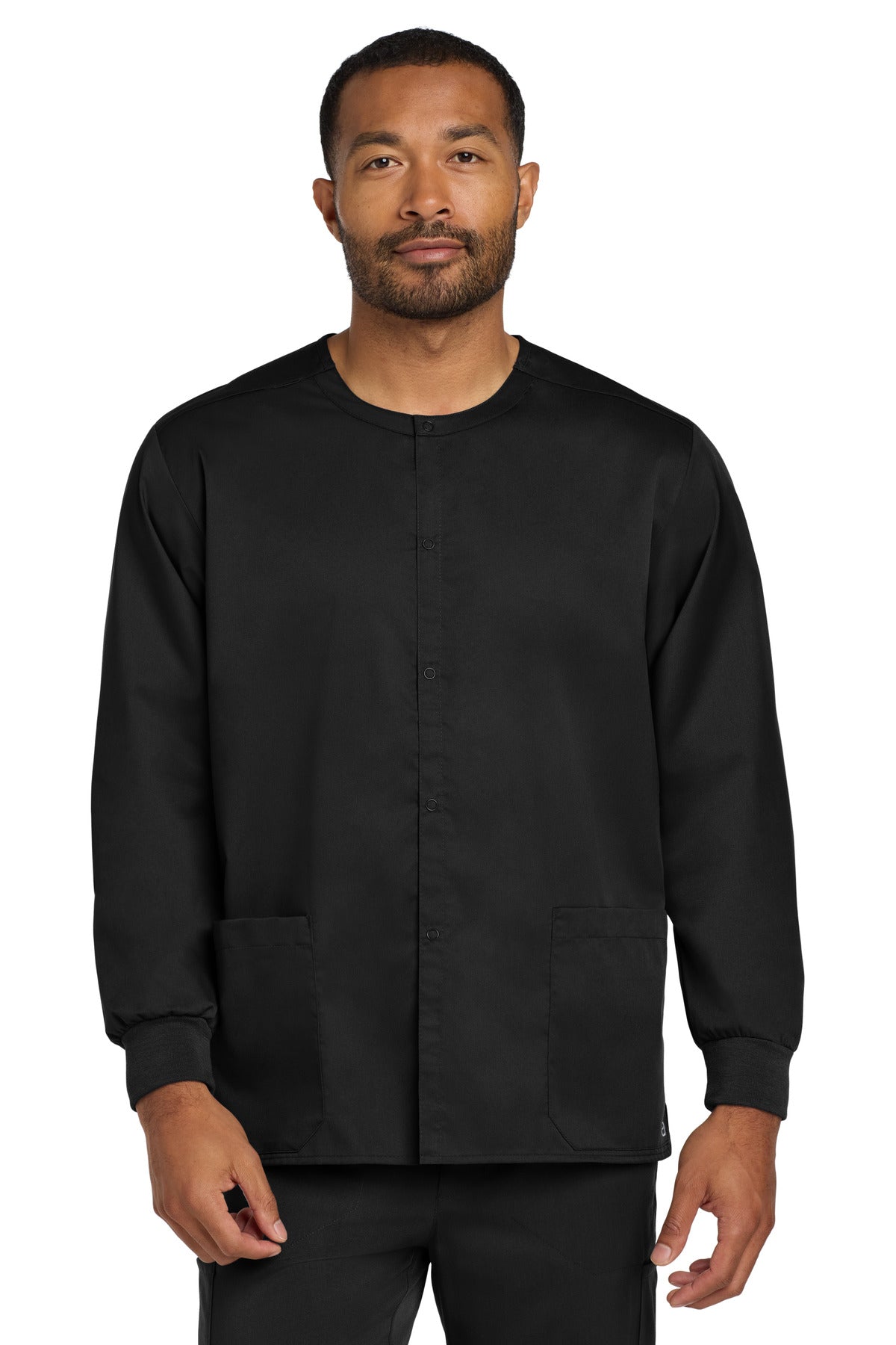 Embroidered Unisex WorkFlex Snap-Front Scrub Jacket — supplier product photo