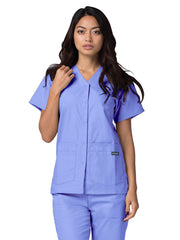 Adar - Universal - Women's Double Pocket Snap Front Top