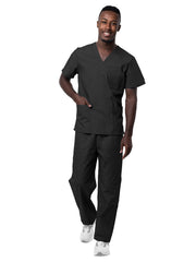 Adar - Sivvan - Unisex V-Neck Top Drawstring Pant Scrub Set