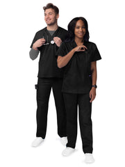 Adar - Sivvan - Unisex V-Neck Top Drawstring Pant Scrub Set