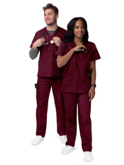 Adar - Sivvan - Unisex V-Neck Top Drawstring Pant Scrub Set