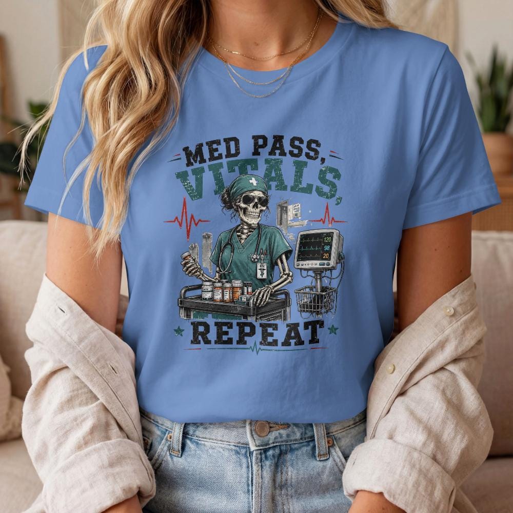 Nurse Life Shirt, Chaos Charting No Lunch Break Skeleton Tee