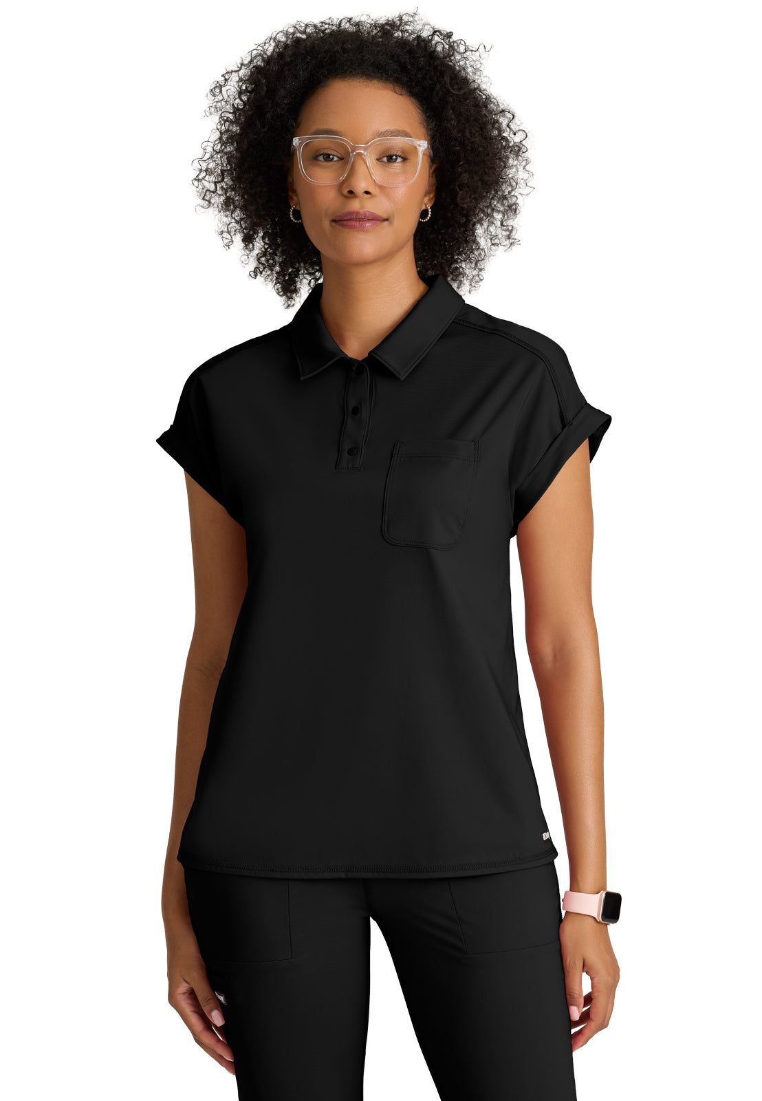 Grey's Anatomy Knit Stretch - Women's One-Pocket Snap Placket Renew Scrub Top