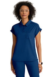 Grey's Anatomy Knit Stretch - Women's One-Pocket Snap Placket Renew Scrub Top