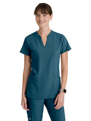 Grey's Anatomy Evolve Stretch - Women's Two Pocket Notch Sky Scrub Top