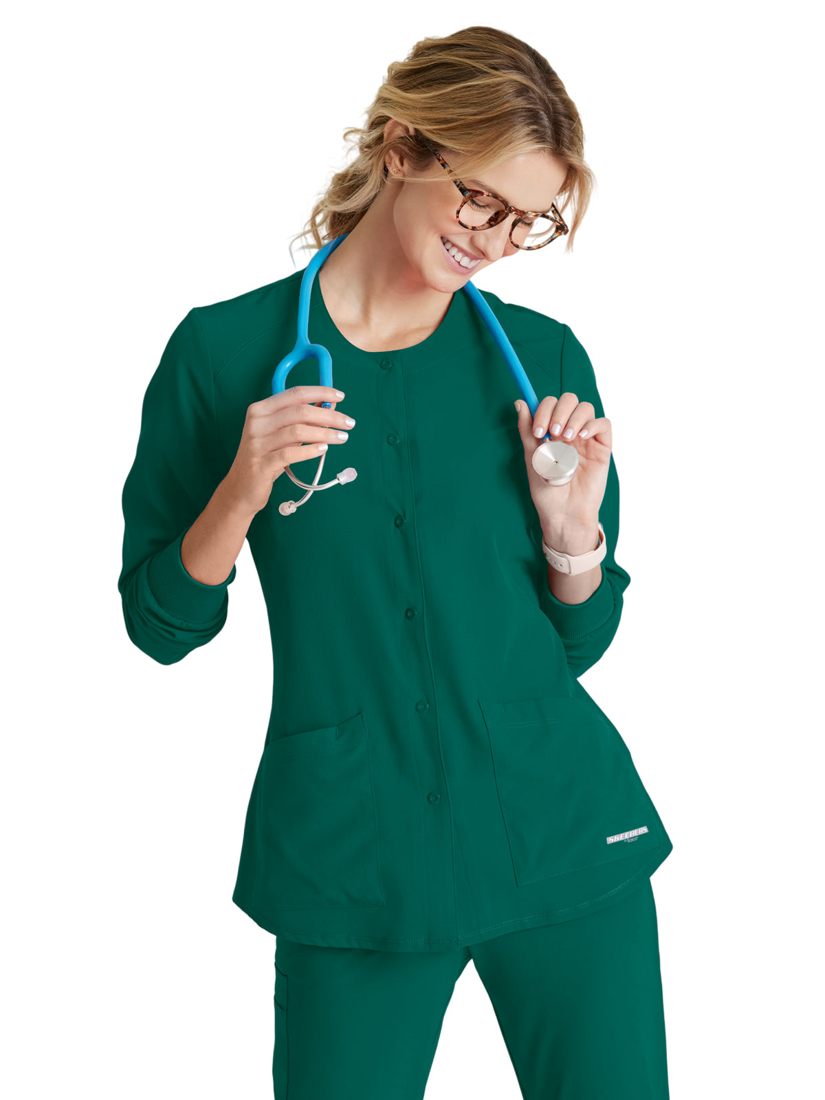 Skechers - Women's Two-Pocket Snap-Front Stability Warm-Up Scrub Jacket