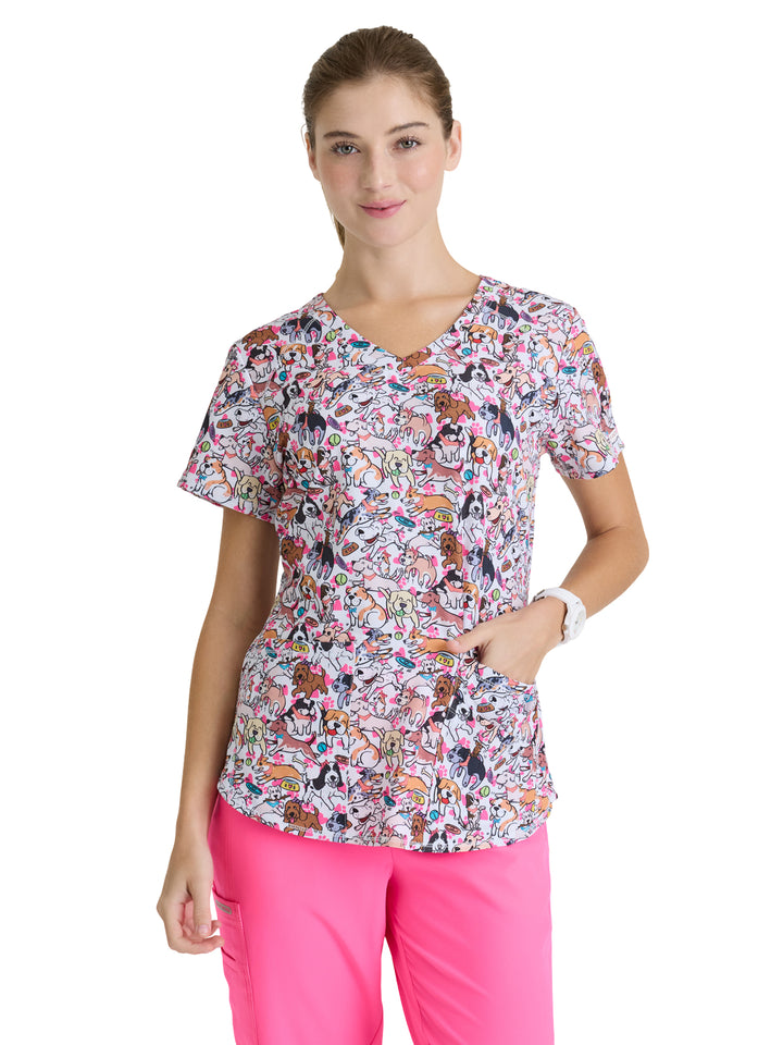 Skechers - Women's Three-Pocket V-Neck Reliance Print Scrub Top