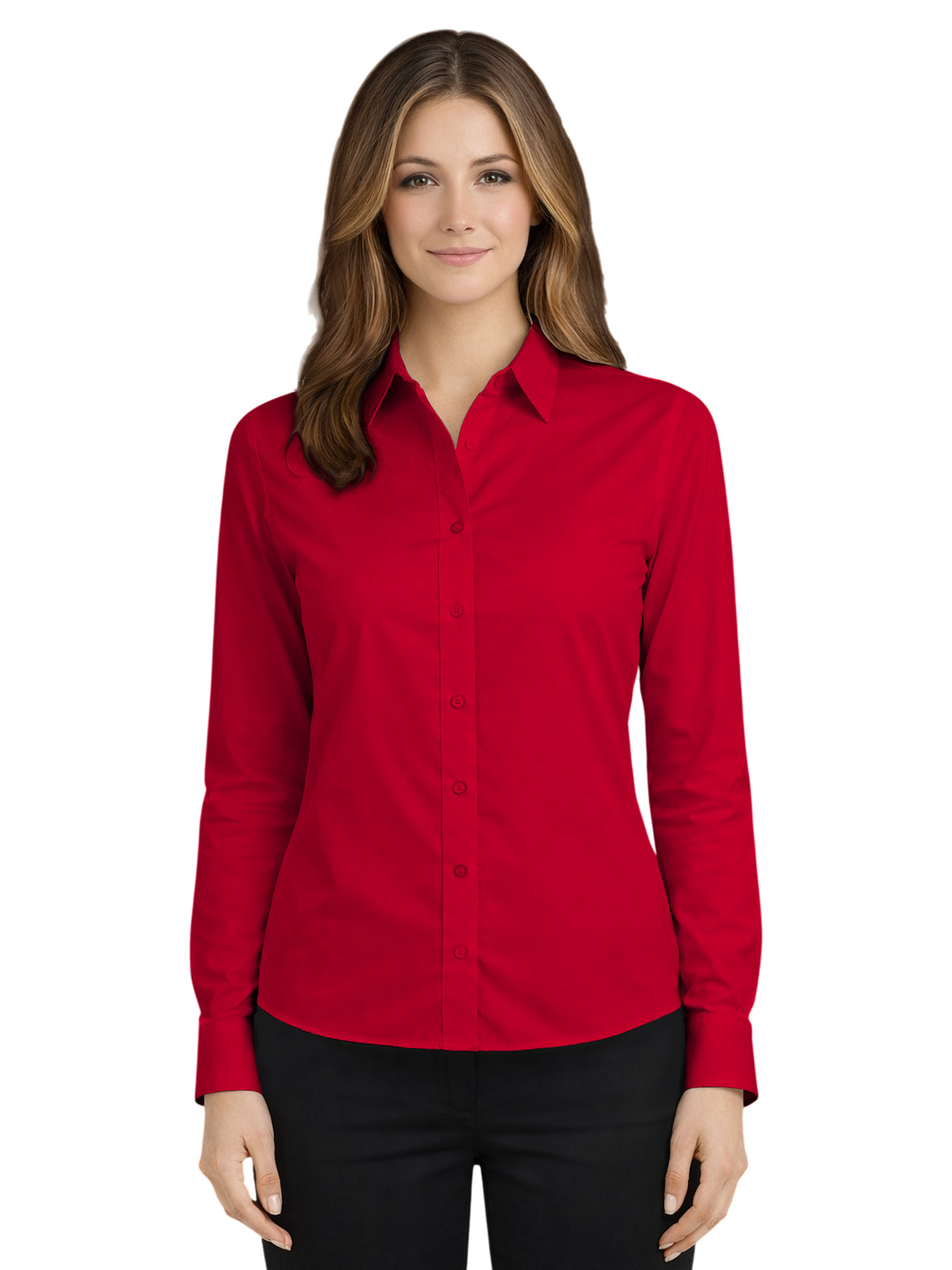 Blue Generation - Women's Pocketless Long Sleeve Poplin Shirt