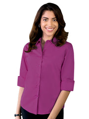 Blue Generation - Women's Pocketless 3/4-Sleeve Stretch Poplin Shirt