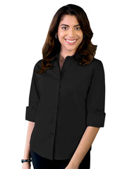 Blue Generation - Women's Pocketless 3/4-Sleeve Stretch Poplin Shirt