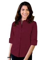 Blue Generation - Women's Pocketless 3/4-Sleeve Stretch Poplin Shirt