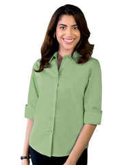 Blue Generation - Women's Pocketless 3/4-Sleeve Stretch Poplin Shirt