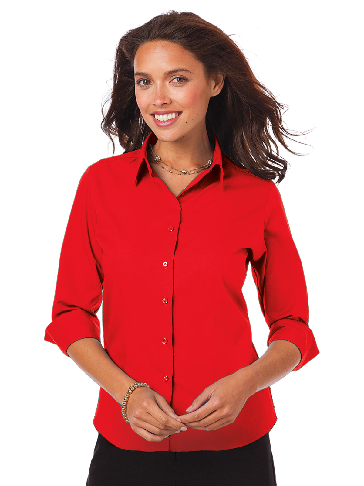 Blue Generation - Women's Pocketless 3/4-Sleeve Poplin Shirt