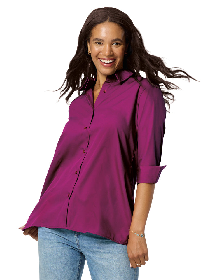Blue Generation - Women's Pocketless 3/4-Sleeve Poplin Swing Shirt