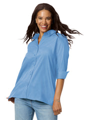 Blue Generation - Women's Pocketless 3/4-Sleeve Poplin Swing Shirt