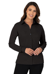 Blue Generation - Women's Pocketless Knit Stretch Woven Shirt