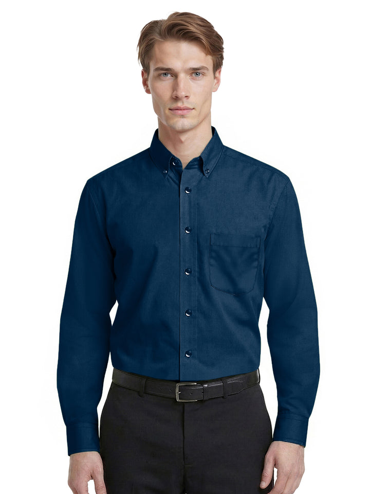 Blue Generation - Men's 1-Pocket Matching Buttons Poplin Shirt
