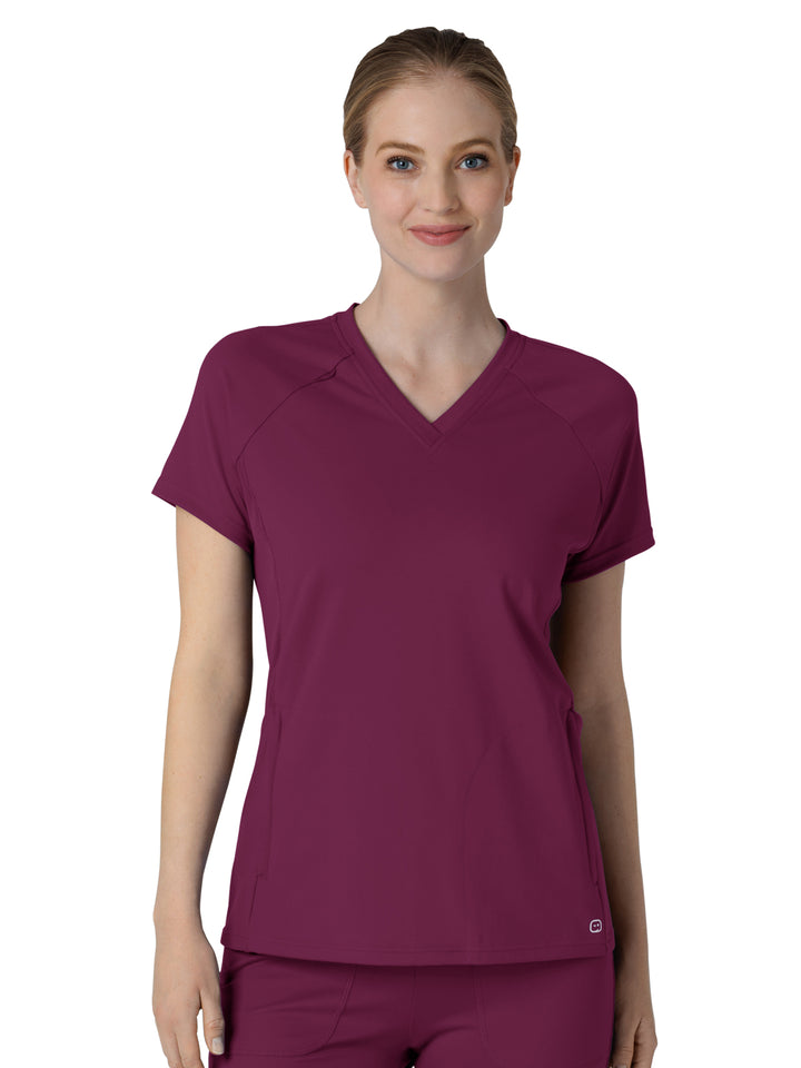Wink - Renew Knit - Women's Four-Pocket Flex-n-Reach V-Neck Raglan Top