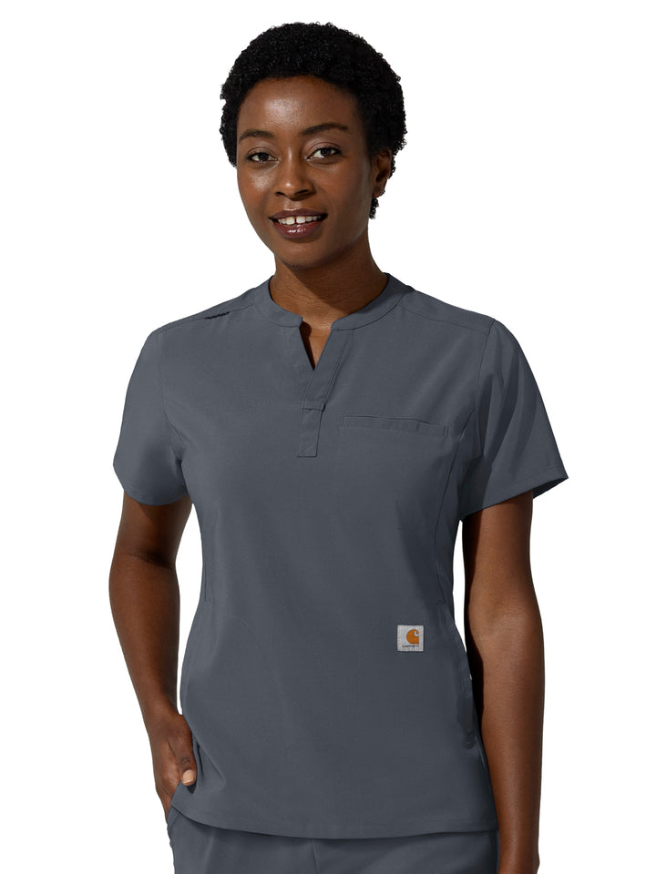 Women's Three-Pocket Banded Collar Scrub Top